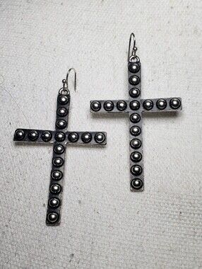 Western Bubble Cross Dangle Earrings